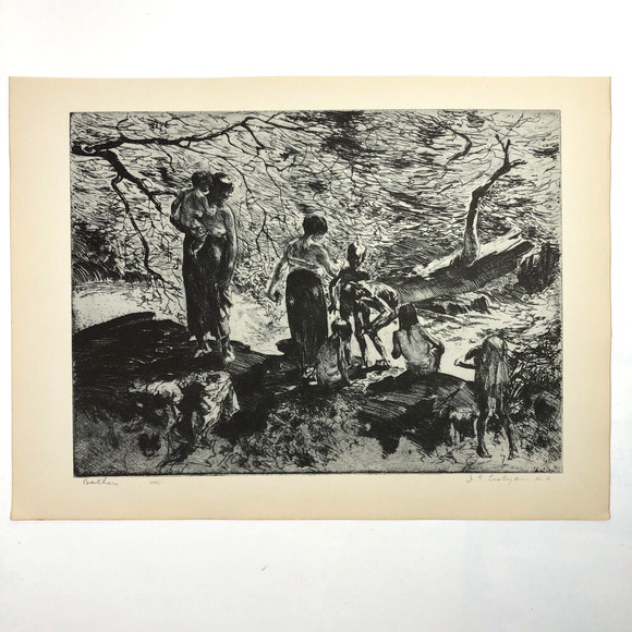 John E Costigan "Bathers" Art 1930s Print Treasury Collection Sketch Vintage - Picture 7 of 12